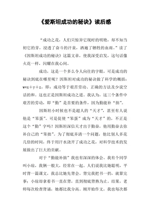 《爱斯坦成功的秘诀》读后感