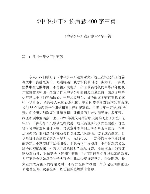 《中华少年》读后感400字三篇