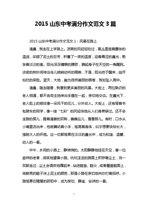 2015山东中考满分作文范文3篇