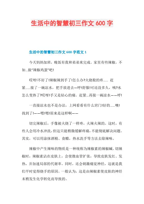 生活中的智慧初三作文600字
