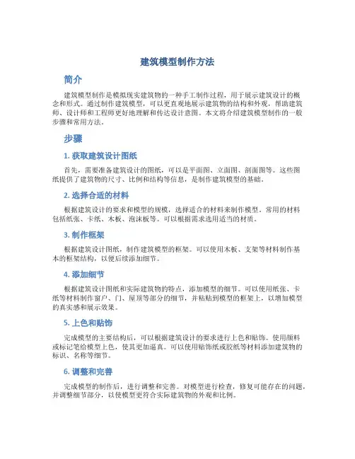 建筑模型制作方法