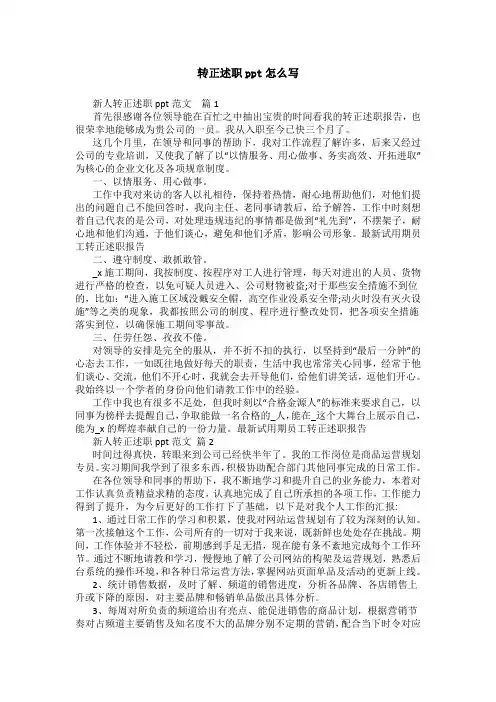 转正述职ppt怎么写