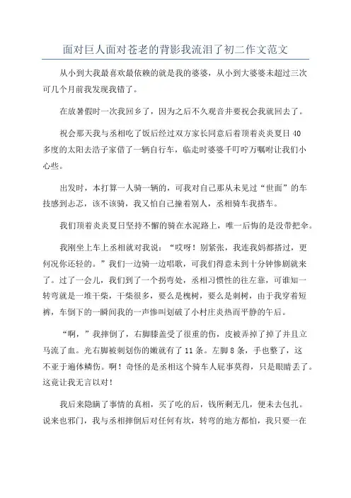 面对巨人面对苍老的背影我流泪了初二作文范文