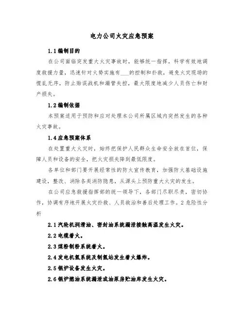 电力公司火灾应急预案(3篇)