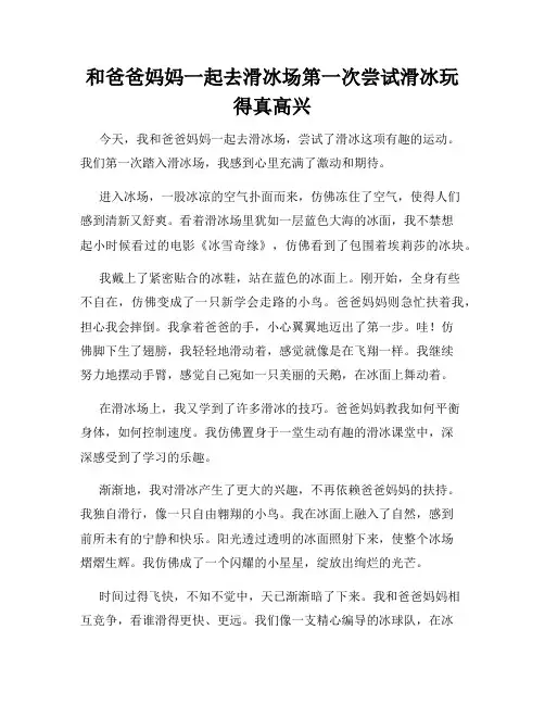 三年级作文那次玩得真高兴之和爸爸妈妈一起去滑冰场第一次尝试滑冰玩得真高兴