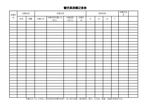 餐饮具消毒记录表格模板