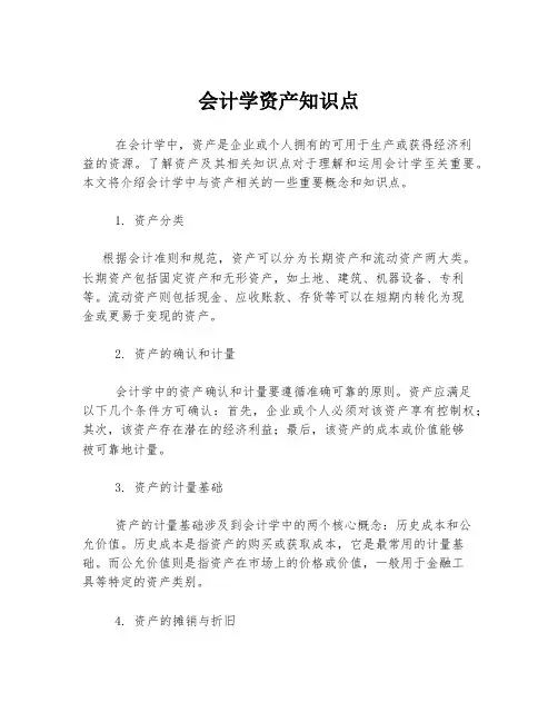 会计学资产知识点