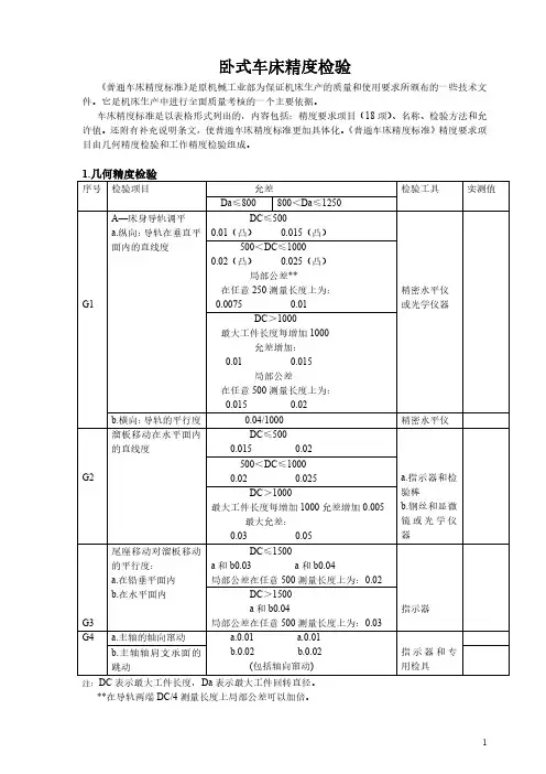 车床精度检验
