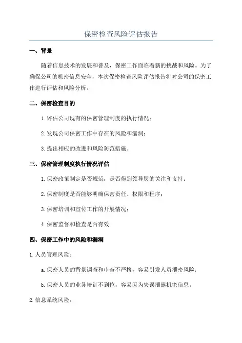 保密检查风险评估报告