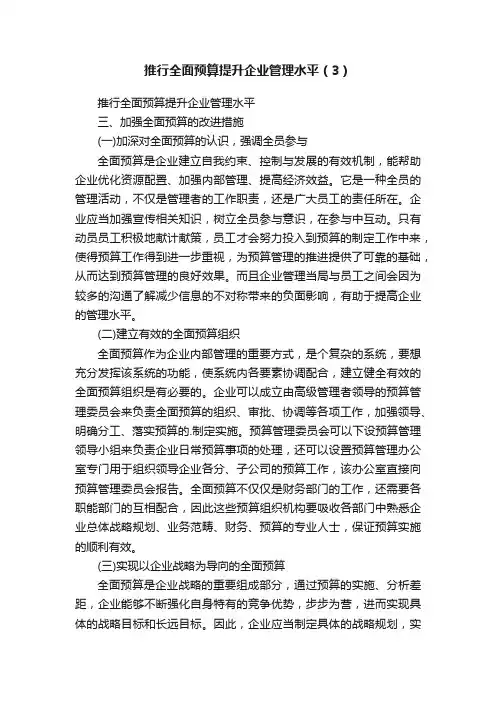 推行全面预算提升企业管理水平（3）