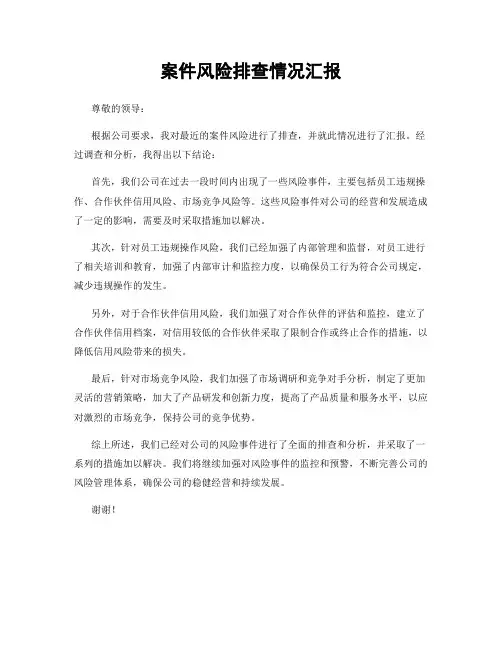 案件风险排查情况汇报