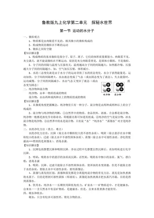 鲁教版九上化学第二单元知识总结