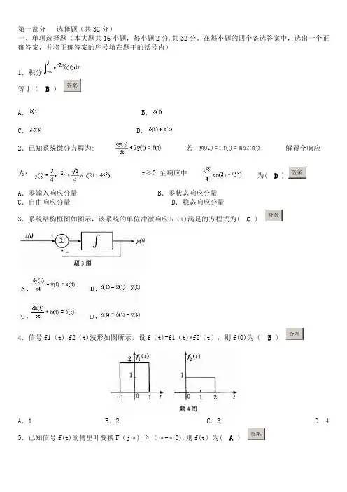 信号与线性系统分析试卷
