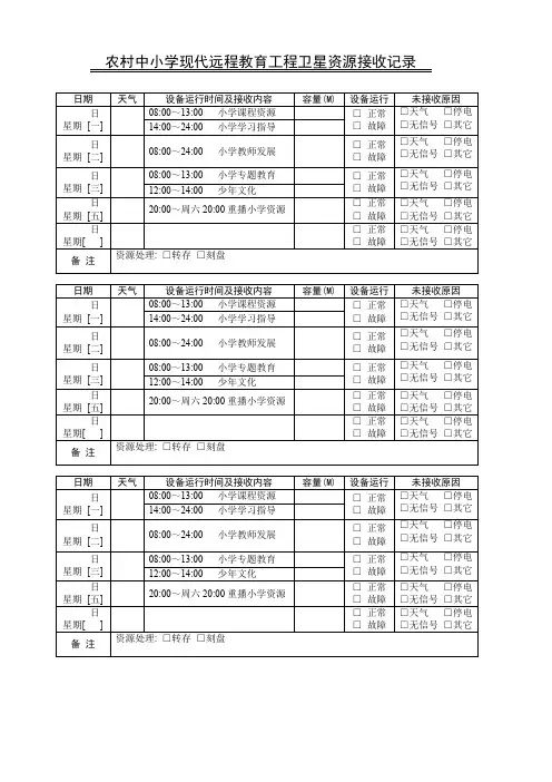农村中小学现代远程教育工程卫星资源接收记录-小学版