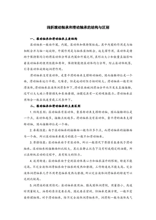 浅析滚动轴承和滑动轴承的结构与区别