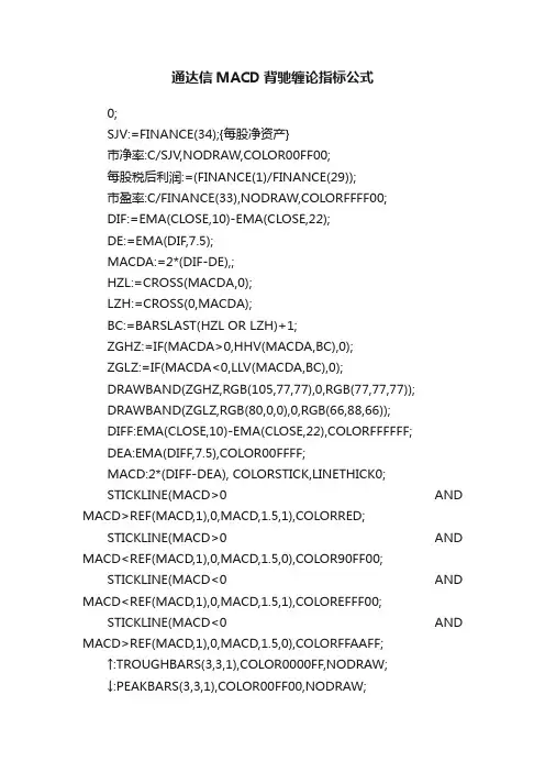 通达信MACD背驰缠论指标公式