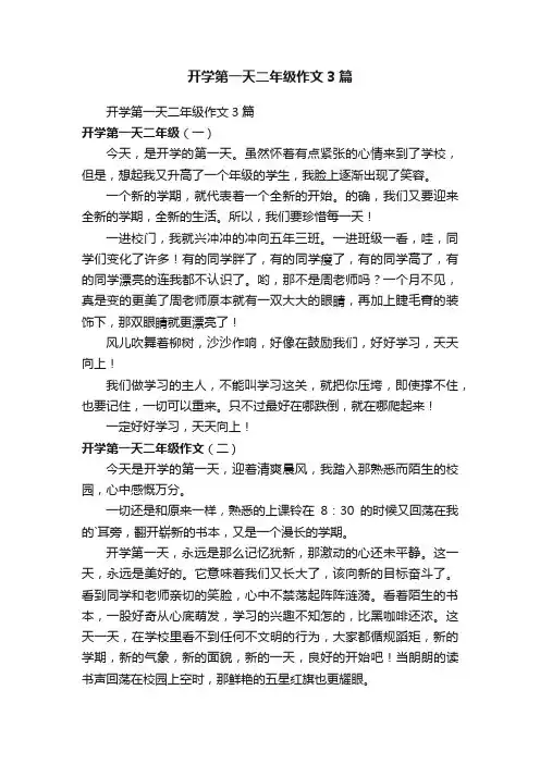 开学第一天二年级作文3篇
