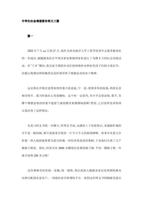 中学生社会调查报告范文三篇