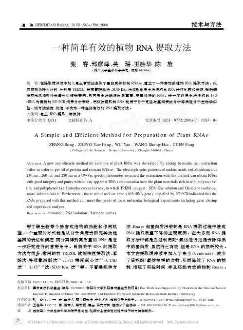 一种简单有效的植物RNA提取方法