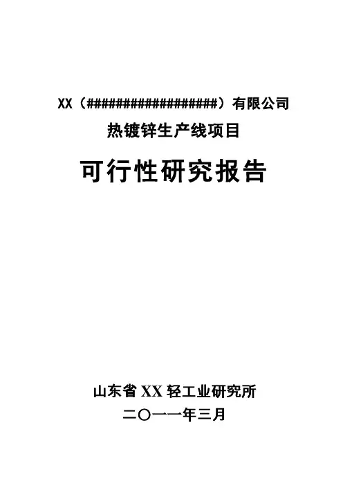 热镀锌生产线建设项目可行性研究报告