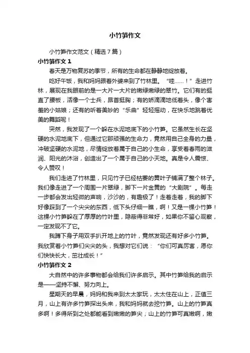 小竹笋作文范文（精选7篇）
