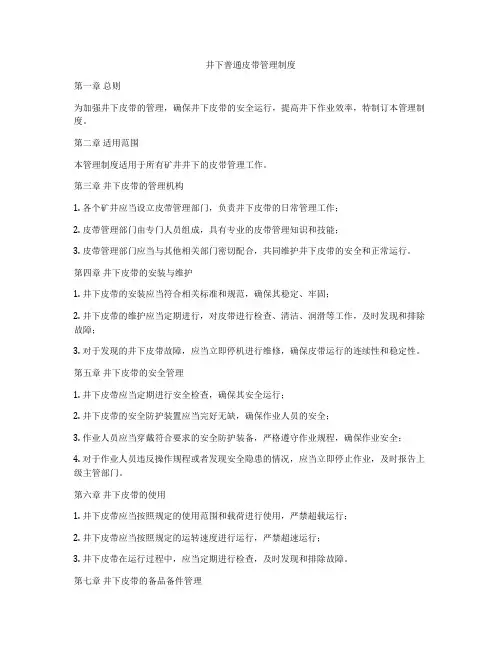 井下普通皮带管理制度