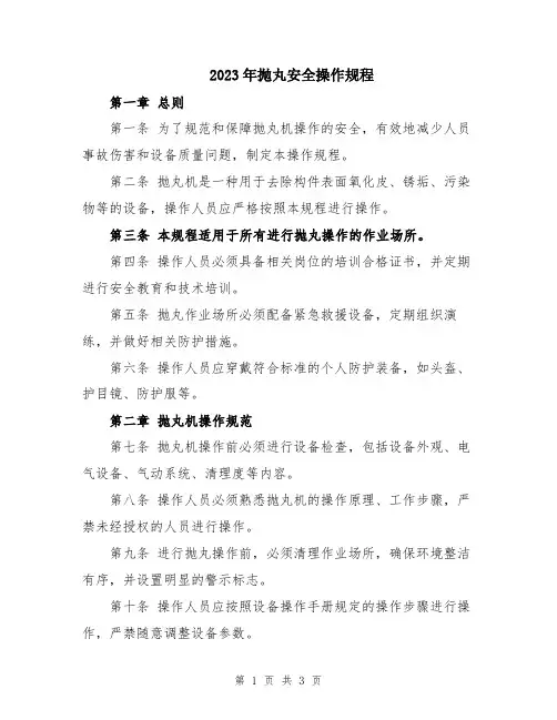 2023年抛丸安全操作规程
