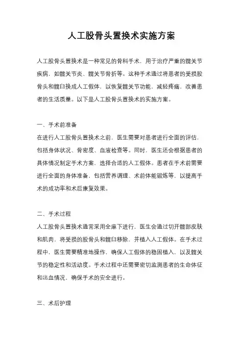 人工股骨头置换术实施方案