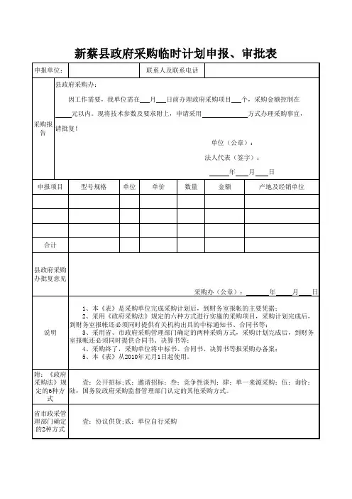 政府采购计划审批表