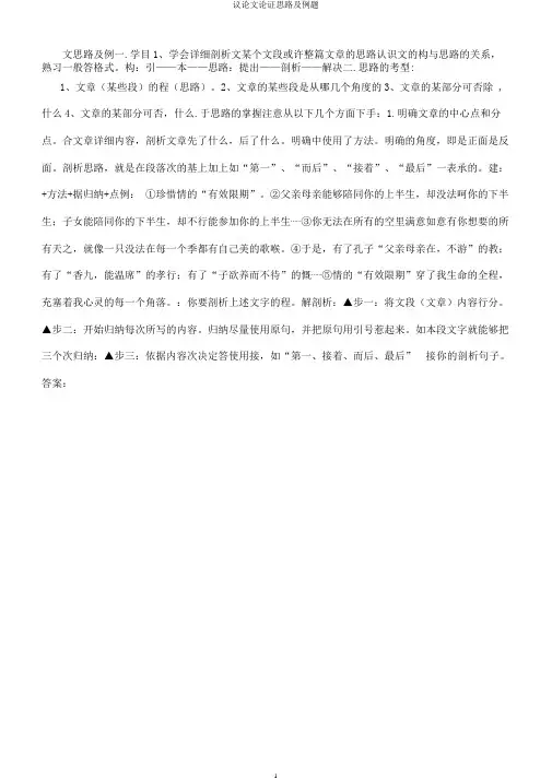 议论文论证思路及例题