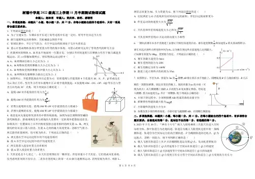 四川省成都市树德中学2024-2025学年高三上学期期中考试物理中期学生版