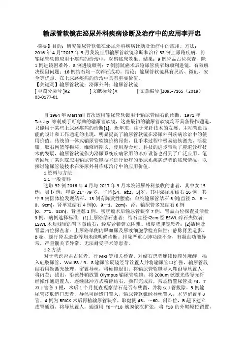 输尿管软镜在泌尿外科疾病诊断及治疗中的应用李开忠