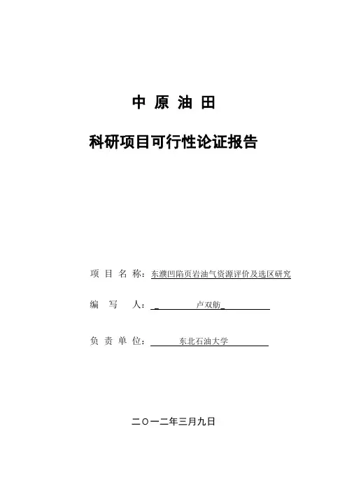 东濮凹陷油东濮凹陷页岩油气资源评价及选区研究论证报告【管理资料】