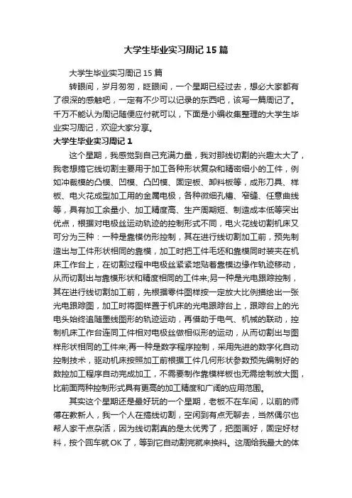 大学生毕业实习周记15篇
