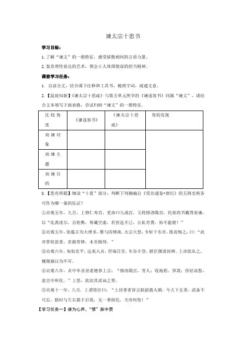 15.1《谏太宗十思疏》导学案 2023-2024学年统编版高中语文必修下册