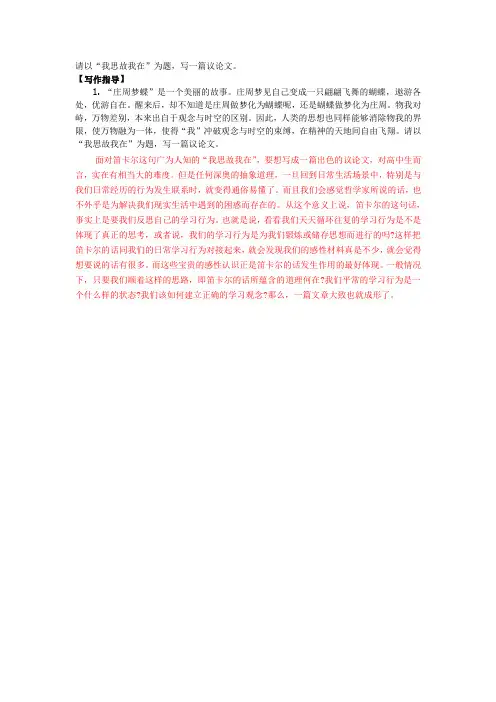 我思故我在 写作指导