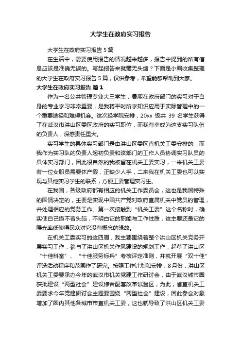 大学生在政府实习报告5篇