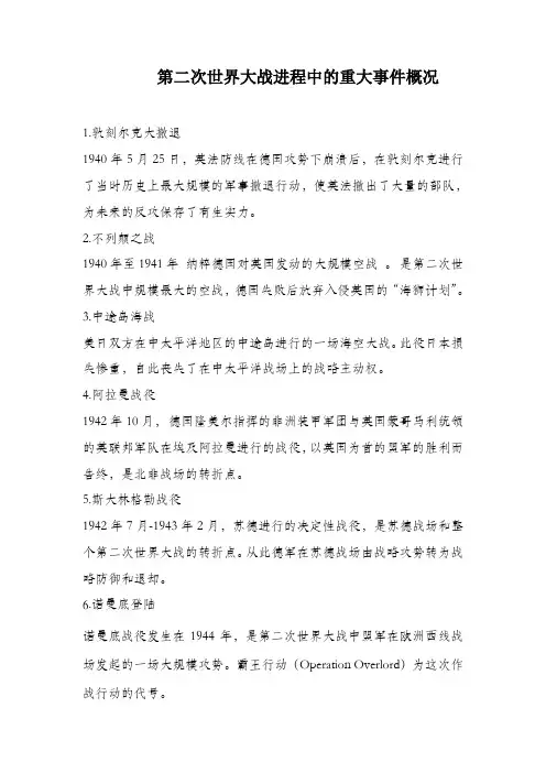 第二次世界大战进程中的重大事件概况