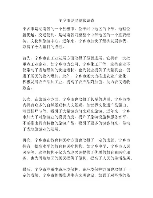宁乡市发展现状调查