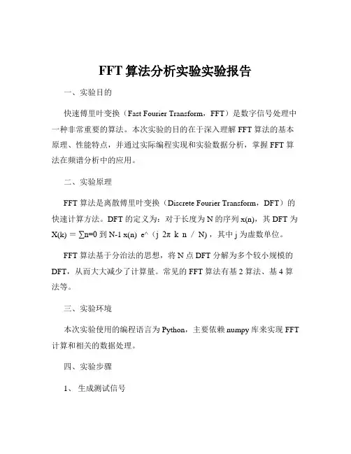 FFT算法分析实验实验报告