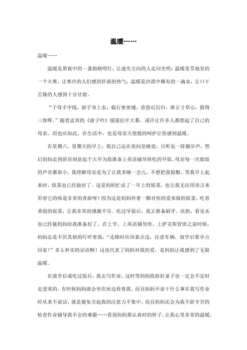 温暖……_小学五年级作文900字