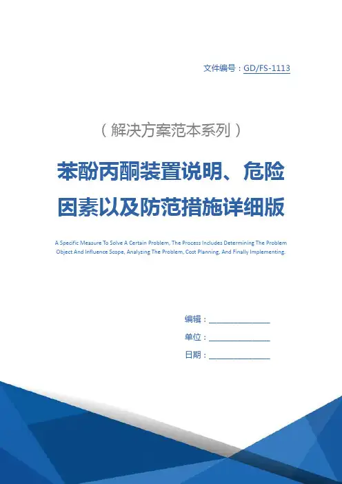 苯酚丙酮装置说明、危险因素以及防范措施详细版