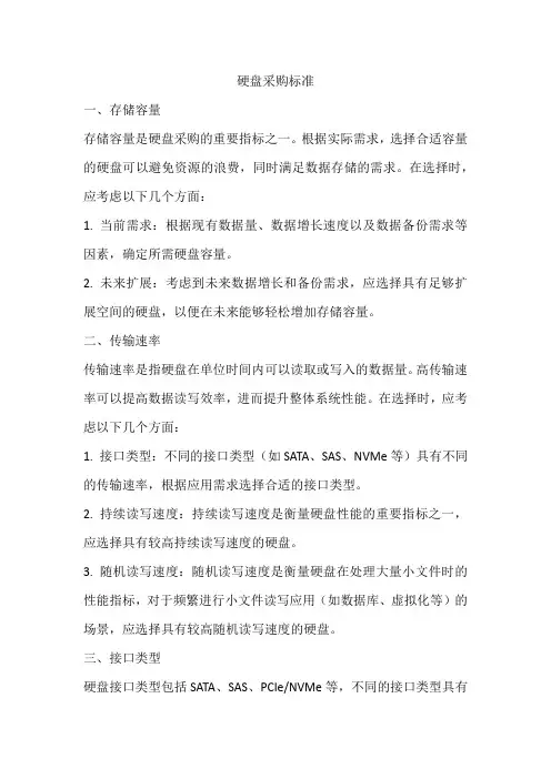 硬盘采购标准