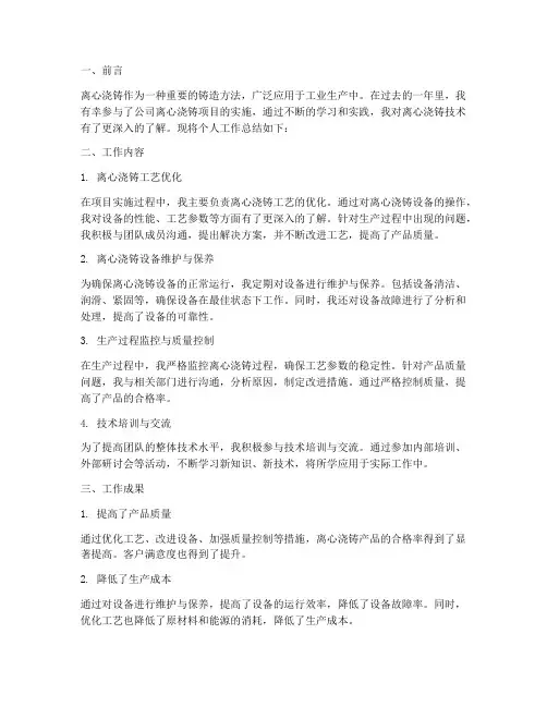 离心浇铸个人工作总结