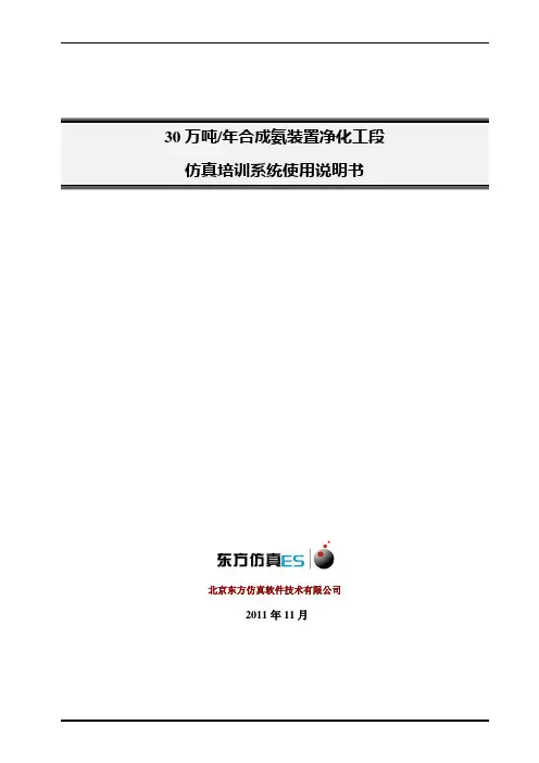 合成氨净化工段仿真(操作手册)V1.0.3