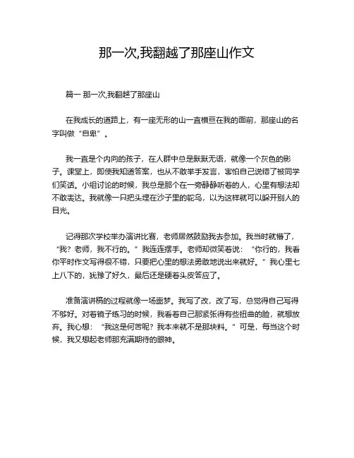 那一次,我翻越了那座山作文