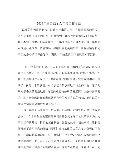 2014年个人年终工作总结