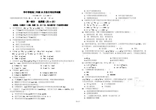 湖北大冶华中10月月考化学试卷(含答案)