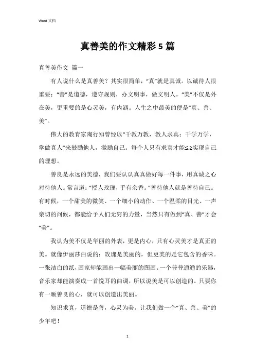 真善美的作文5篇