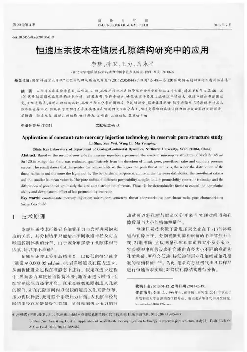 恒速压汞技术在储层孔隙结构研究中的应用